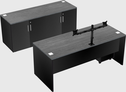 Parallel desk with credenza