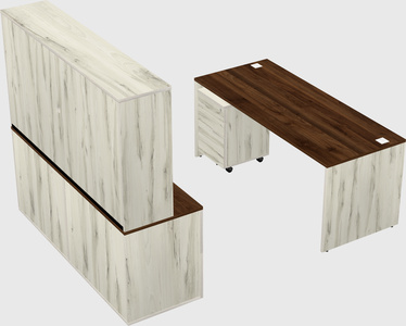 Parallel desk with credenza