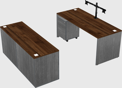 Parallel desk with credenza