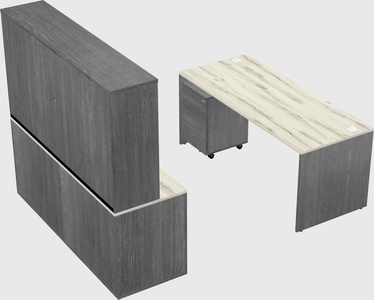 Parallel desk with credenza