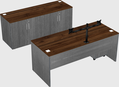 Parallel desk with credenza