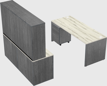 Parallel desk with credenza