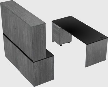 Parallel desk with credenza