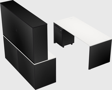 Parallel desk with credenza