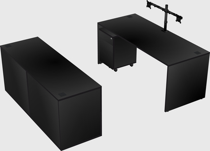 Parallel desk with credenza