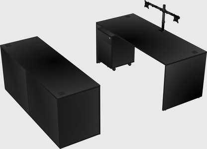 Parallel desk with credenza