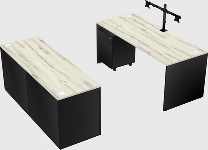 Parallel desk with credenza