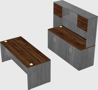 Parallel desk with credenza