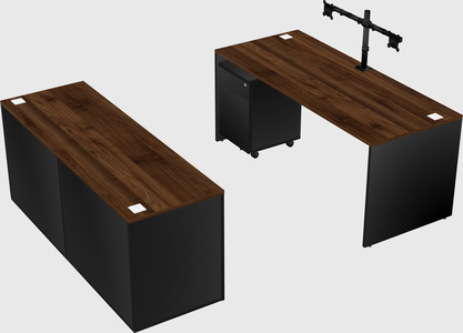 Parallel desk with credenza