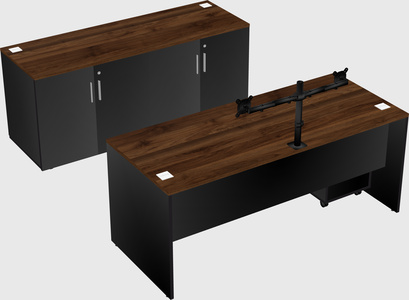 Parallel desk with credenza