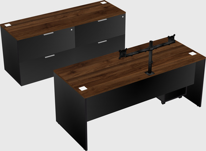 Parallel desk with credenza