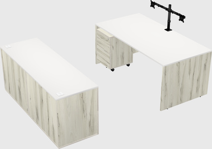 Parallel desk with credenza