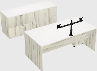 Parallel desk with credenza