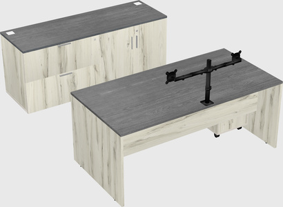 Parallel desk with credenza