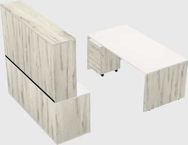 Parallel desk with credenza
