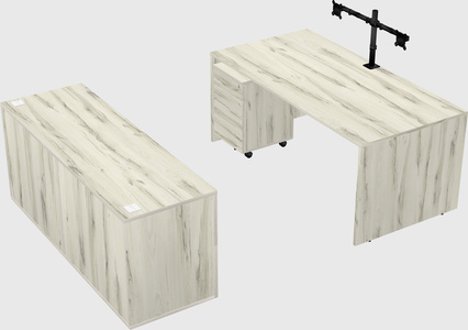 Parallel desk with credenza