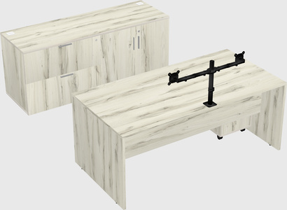 Parallel desk with credenza