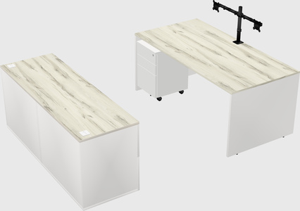 Parallel desk with credenza
