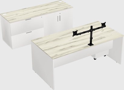 Parallel desk with credenza