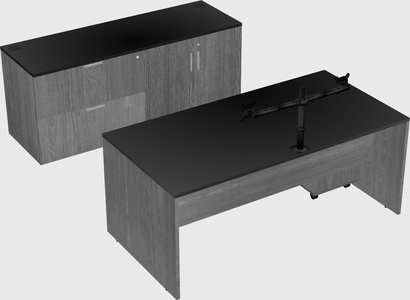 Parallel desk with credenza
