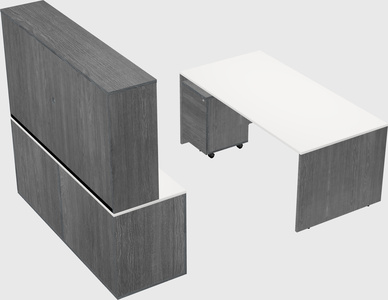 Parallel desk with credenza
