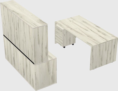 Parallel desk with credenza