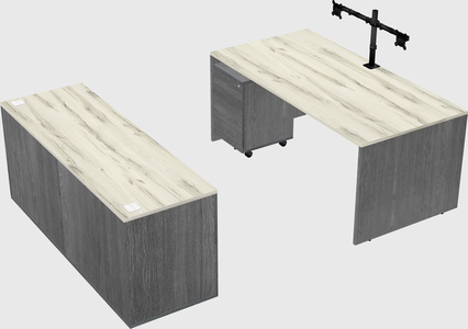 Parallel desk with credenza