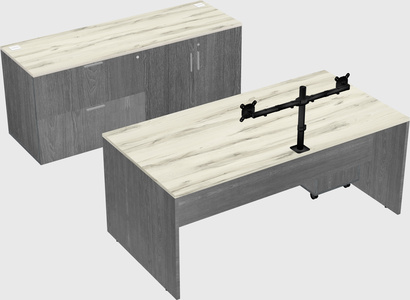 Parallel desk with credenza