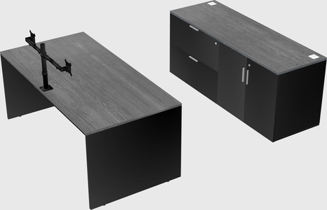 Parallel desk with credenza