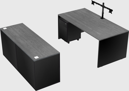 Parallel desk with credenza