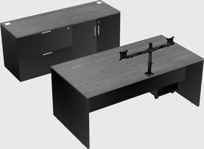 Parallel desk with credenza