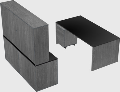 Parallel desk with credenza
