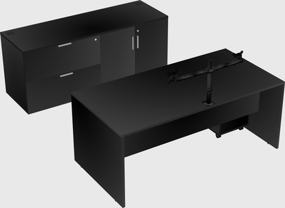 Parallel desk with credenza