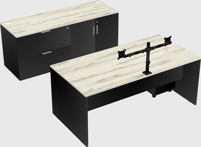 Parallel desk with credenza