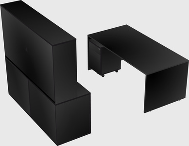 Parallel desk with credenza