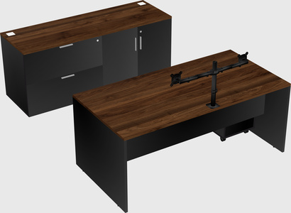 Parallel desk with credenza