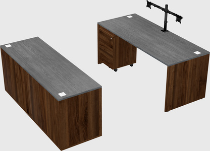 Parallel desk with credenza