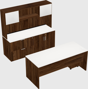 Parallel desk with credenza