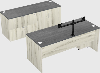 Parallel desk with credenza