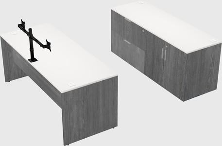 Parallel desk with credenza