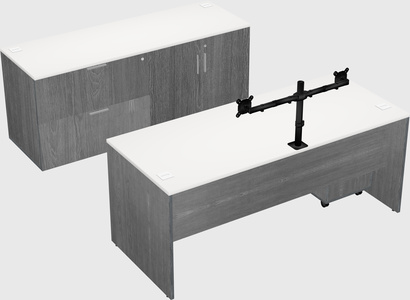 Parallel desk with credenza