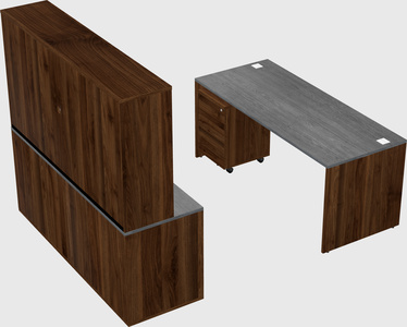 Parallel desk with credenza