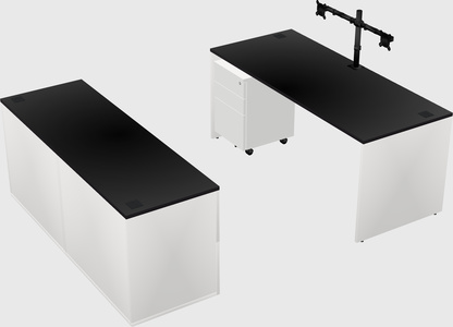 Parallel desk with credenza