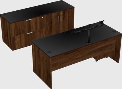 Parallel desk with credenza