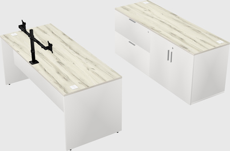 Parallel desk with credenza