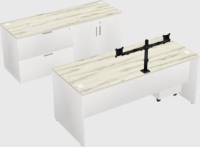 Parallel desk with credenza