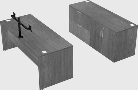 Parallel desk with credenza