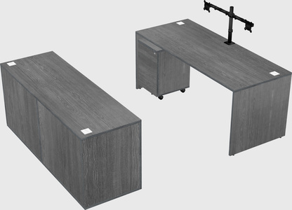 Parallel desk with credenza