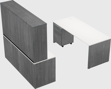 Parallel desk with credenza