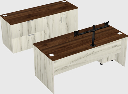 Parallel desk with credenza